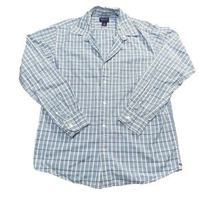 American Eagle Men's M Blue Plaid Button Down Shirt Regular Fit Long Sleeve